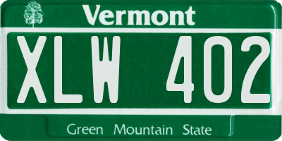 VT license plate XLW402
