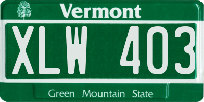 VT license plate XLW403