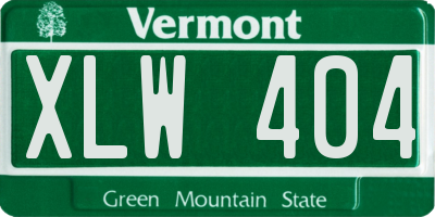 VT license plate XLW404