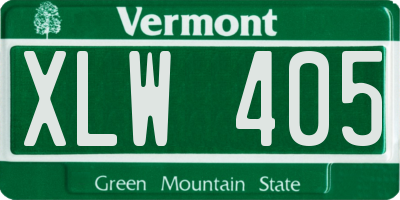 VT license plate XLW405