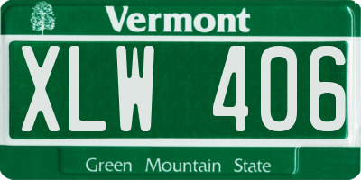 VT license plate XLW406