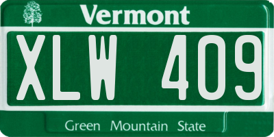 VT license plate XLW409
