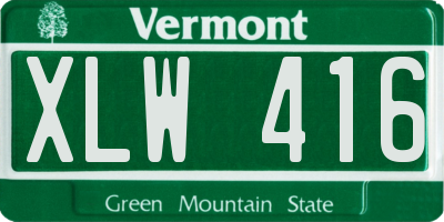 VT license plate XLW416