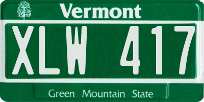 VT license plate XLW417