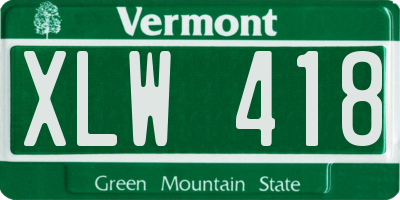 VT license plate XLW418