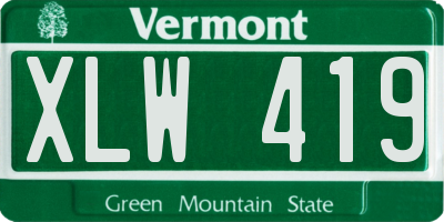 VT license plate XLW419