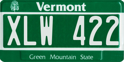 VT license plate XLW422