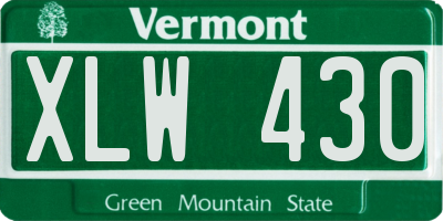 VT license plate XLW430