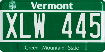 VT license plate XLW445