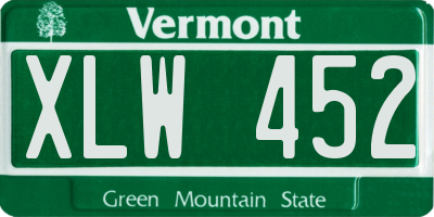 VT license plate XLW452