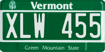 VT license plate XLW455