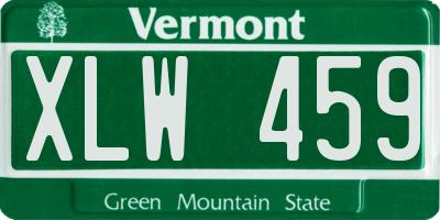 VT license plate XLW459