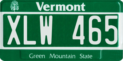 VT license plate XLW465