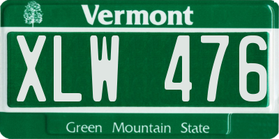 VT license plate XLW476