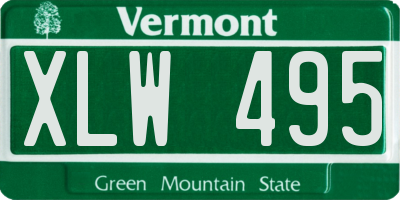 VT license plate XLW495