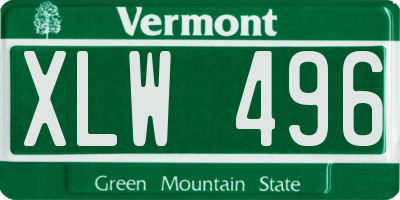 VT license plate XLW496