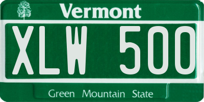 VT license plate XLW500