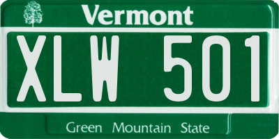 VT license plate XLW501