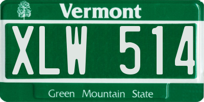 VT license plate XLW514