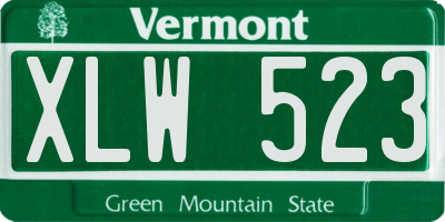 VT license plate XLW523