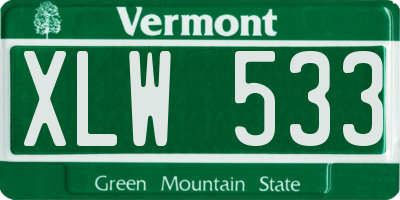 VT license plate XLW533