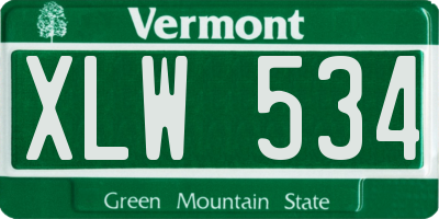 VT license plate XLW534