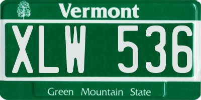 VT license plate XLW536