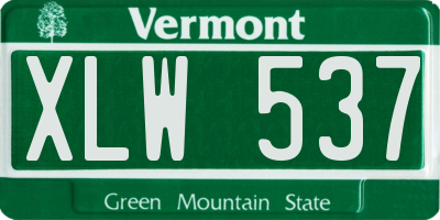 VT license plate XLW537
