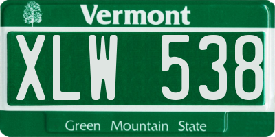 VT license plate XLW538