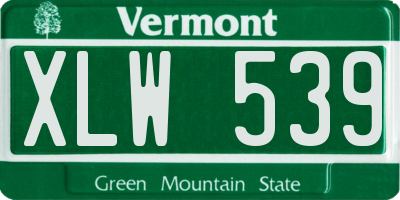 VT license plate XLW539
