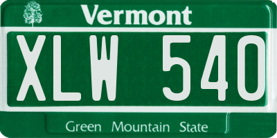 VT license plate XLW540