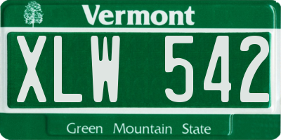 VT license plate XLW542