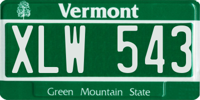 VT license plate XLW543