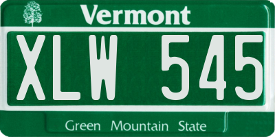 VT license plate XLW545