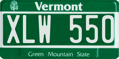 VT license plate XLW550