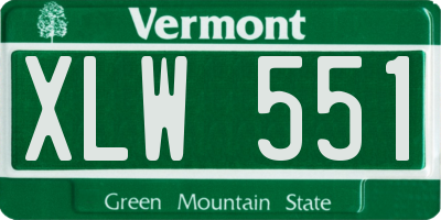 VT license plate XLW551