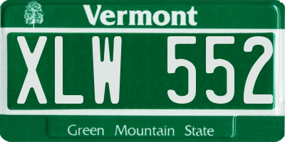 VT license plate XLW552