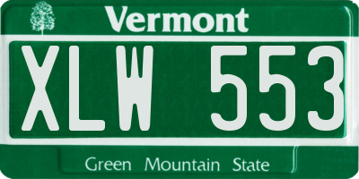 VT license plate XLW553