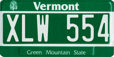VT license plate XLW554