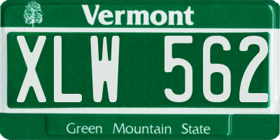 VT license plate XLW562
