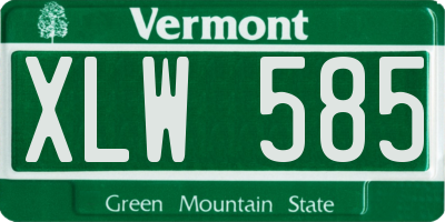 VT license plate XLW585