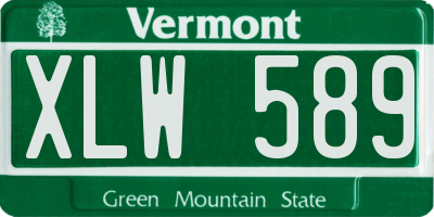 VT license plate XLW589