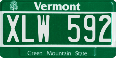 VT license plate XLW592