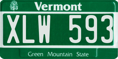 VT license plate XLW593