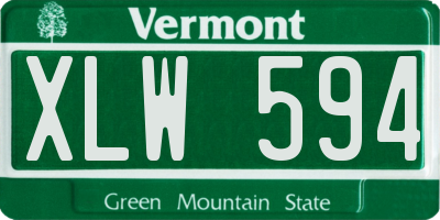 VT license plate XLW594