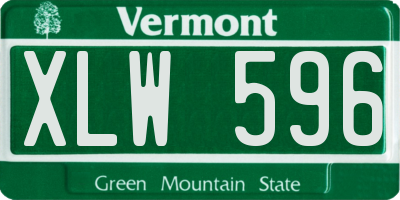 VT license plate XLW596