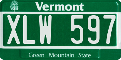VT license plate XLW597