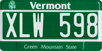 VT license plate XLW598
