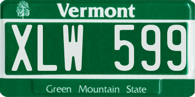 VT license plate XLW599