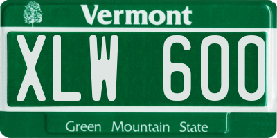 VT license plate XLW600